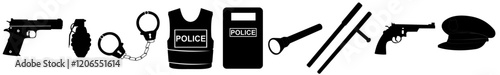 police duty equipment vector set