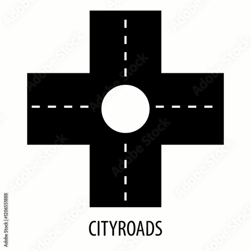 black city road. Bending roads and high ways. Road curves geometric design, street intersection. Highway road