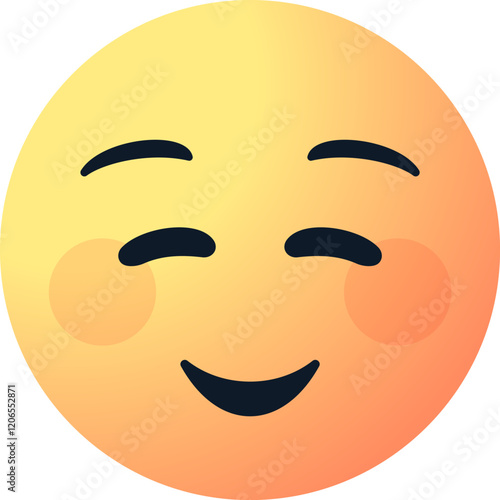 smile emoji emoticon, smiling face with closed eyes, rosy cheeks. happiness, warmth, contentment and affection