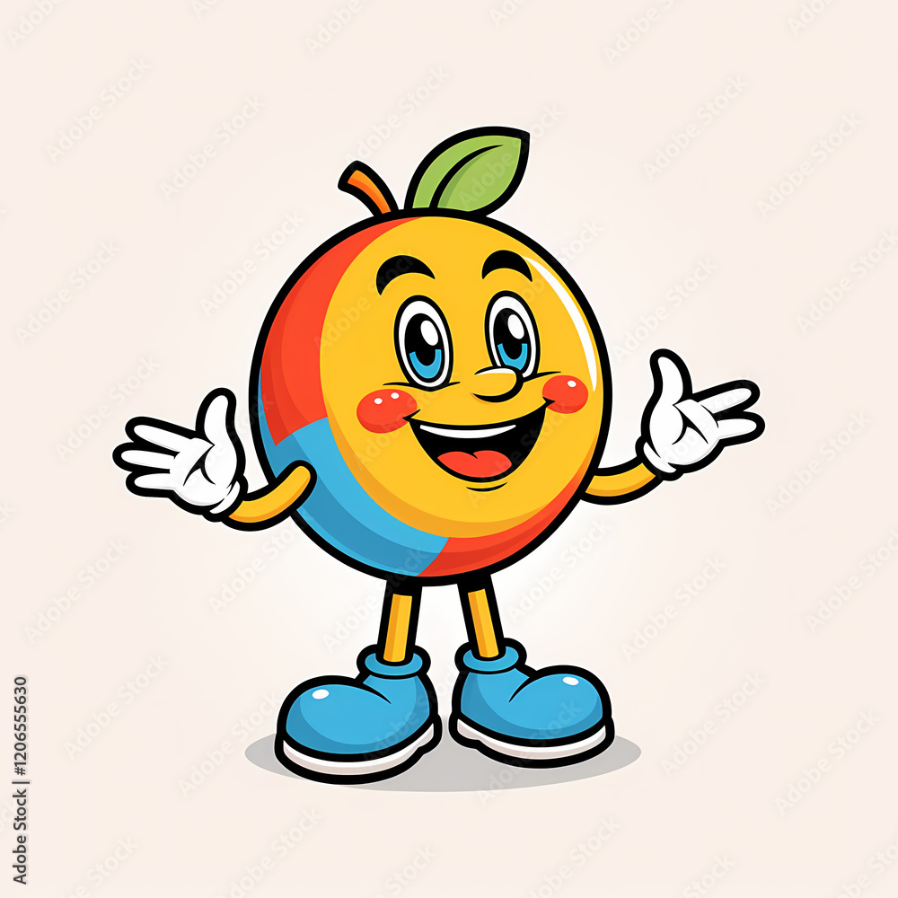 Fototapeta premium Fruit-themed emoji character with smile 