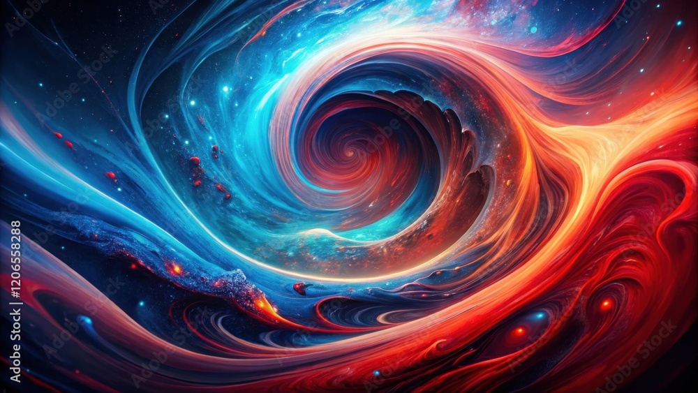 Abstract Cosmic Vortex A swirling nebula of vibrant red and blue hues, depicting celestial energy and dynamic space Abstract Cosmic Vortex A swirling nebula of vibrant red and blue hues, depicting celestial energy and dynamic space