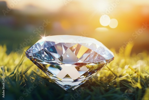 Sparkling Diamond on Green Grass photo