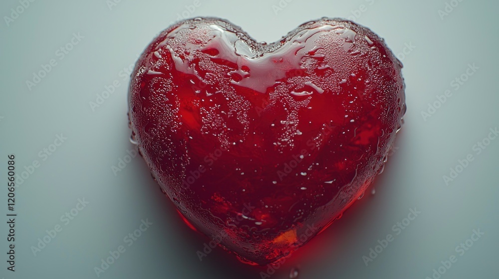 Red Heart Shaped Object with Glossy Surface and Air Bubbles Red Heart Shaped Object with Glossy Surface and Air Bubbles