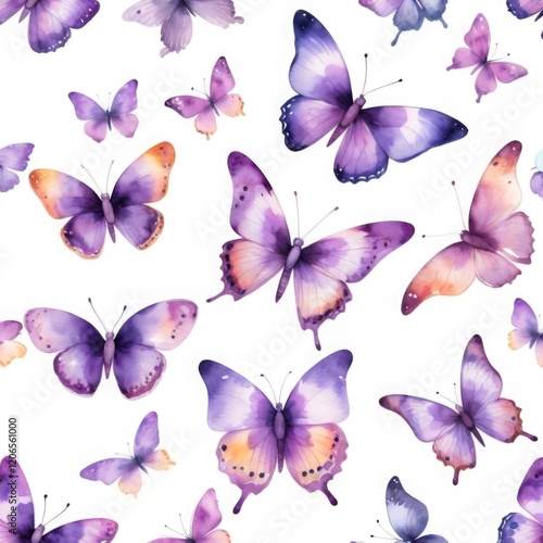Watercolor seamless buterfly pattern background wallpaper