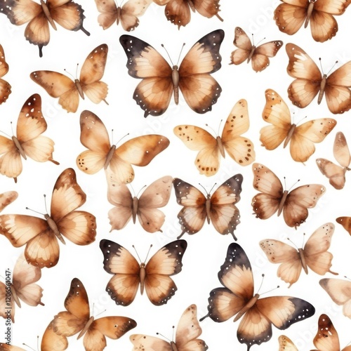 Watercolor seamless buterfly pattern background wallpaper