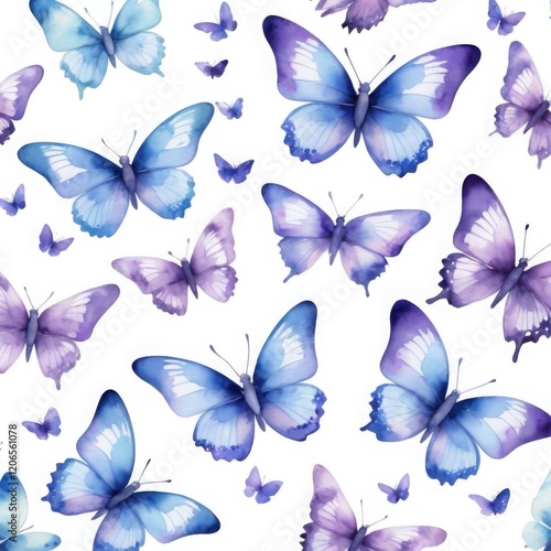 Watercolor seamless buterfly pattern background wallpaper