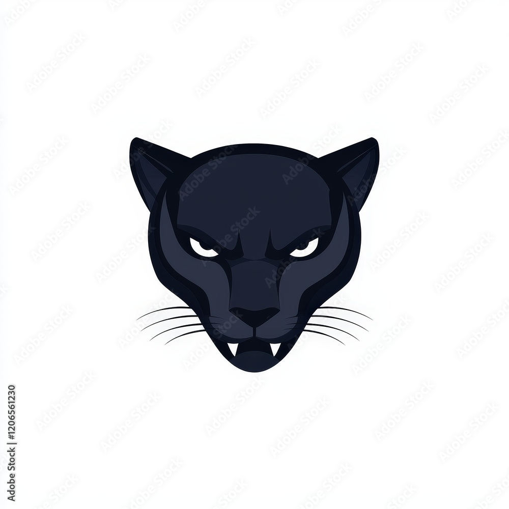 Obraz premium Black panther head vector illustration with detailed features and bold lines for graphic design projects