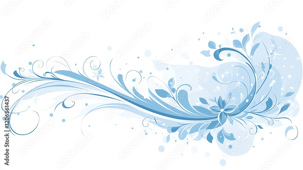 Elegant Blue Floral Design Swirling Artistic Background Elegant Blue Floral Design Swirling Artistic Background