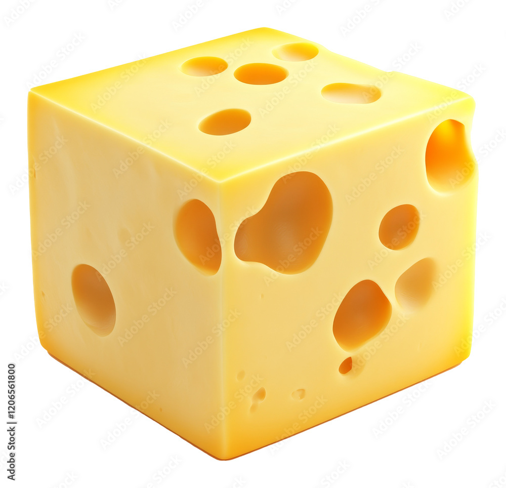 Block of swiss cheese with holes isolated on white, dairy product concept Block of swiss cheese with holes isolated on white, dairy product concept