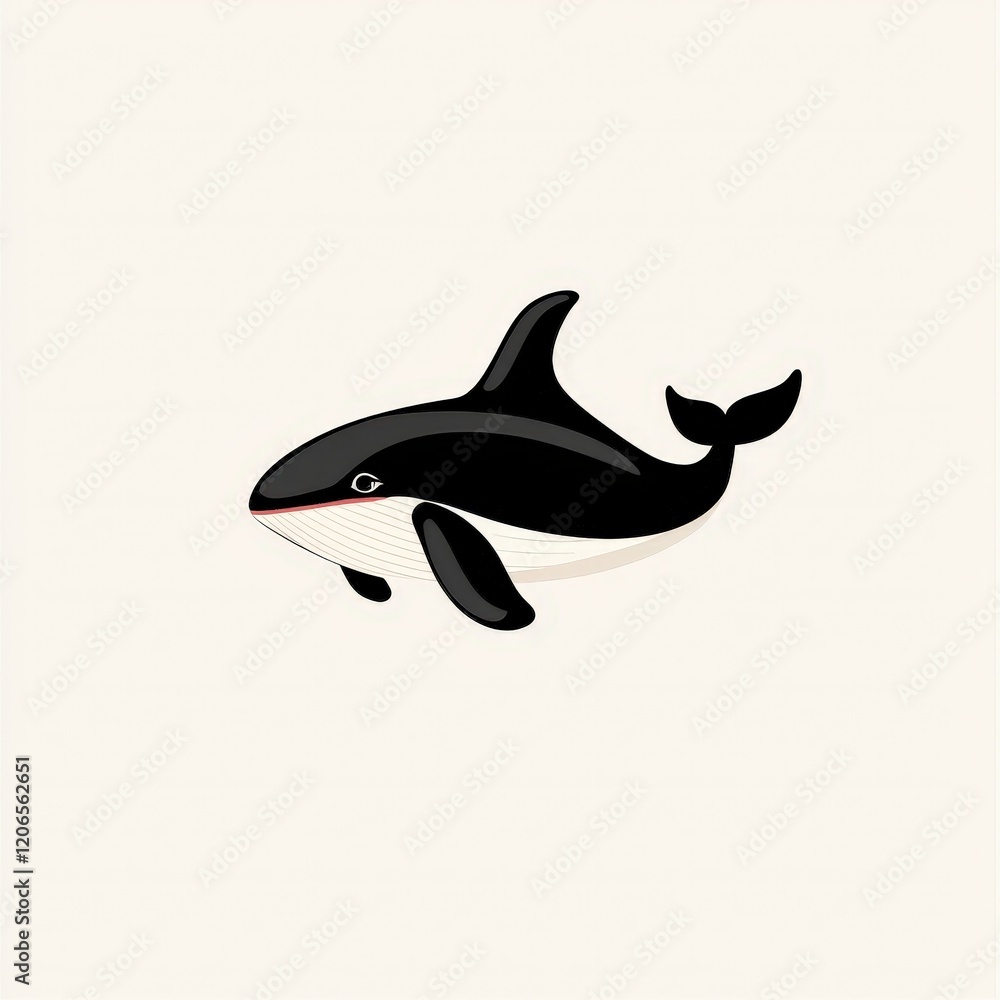 Fototapeta premium Whale swimming in ocean water showcasing its long tail and body in a natural marine environment