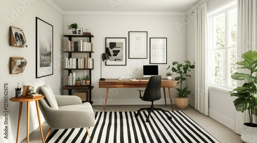 Modern Home Office Design: Minimalist Workspace with Natural Light