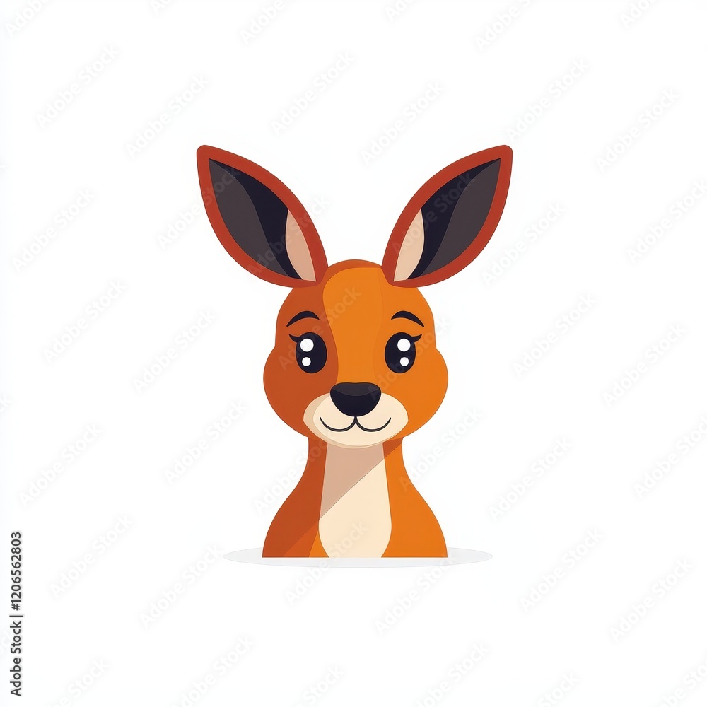 Cartoon kangaroo with large nose standing in a playful pose on a plain background Cartoon kangaroo with large nose standing in a playful pose on a plain background