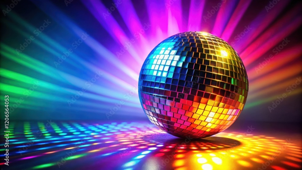 Obraz premium Disco Ball Reflecting Multicolored Lights on Dance Floor