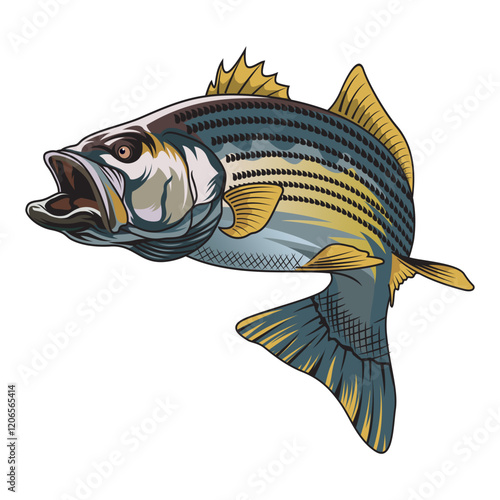 striped bass fishing illustration logo vector image t shirt