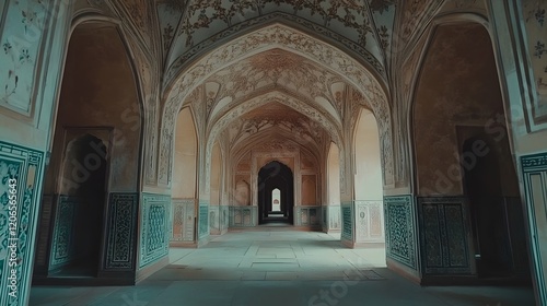 Ornate Archway Corridor Ancient Palace Interior