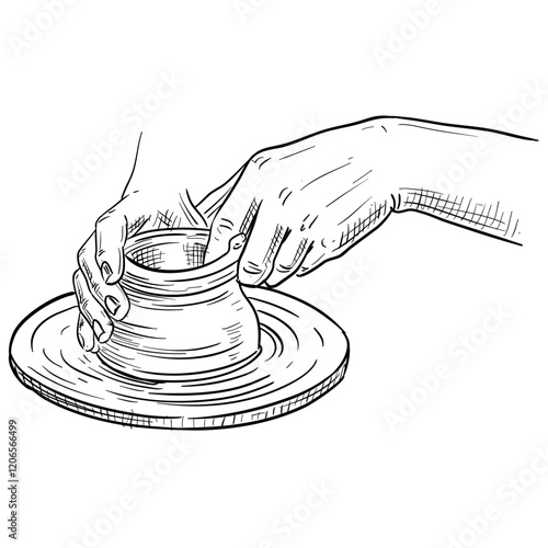 clay pottery making handdrawn illustration