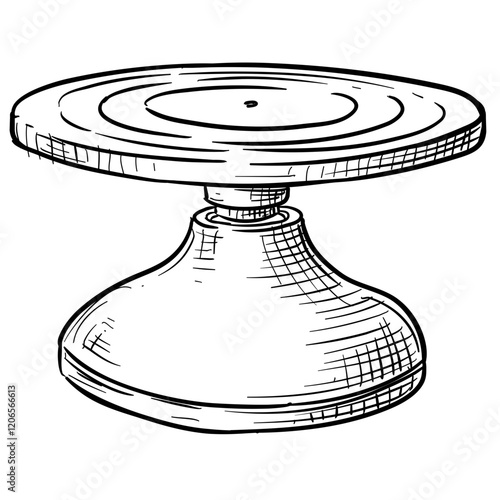 clay pottery wheel handdrawn illustration