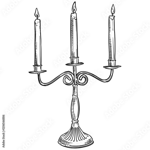 antique candlestick handdrawn illustration