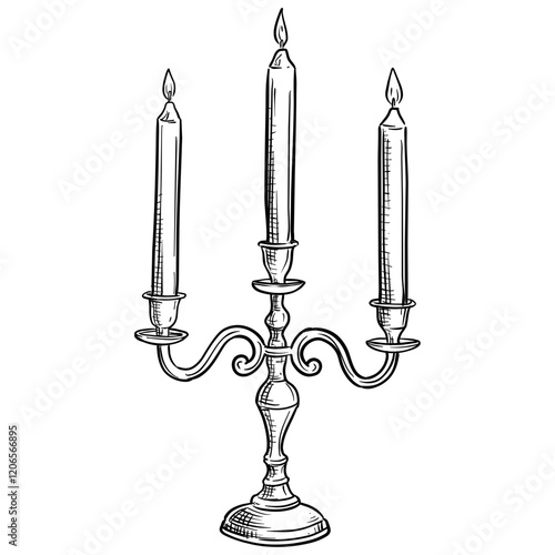 antique candlestick handdrawn illustration