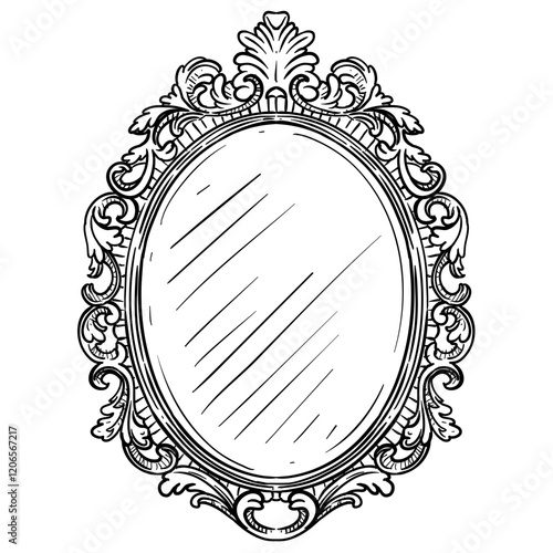 antique mirror handdrawn illustration