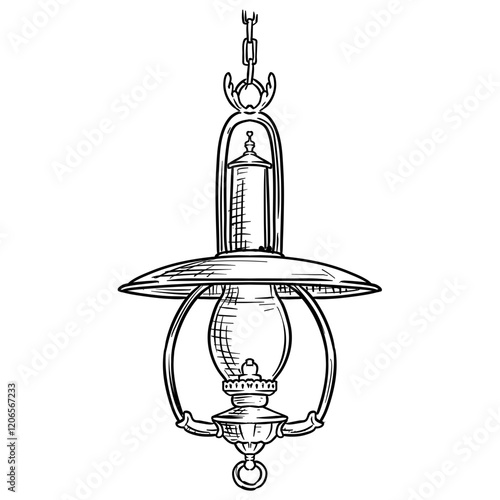 antique lantern handdrawn illustration