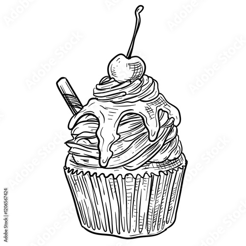 cupcake handdrawn illustration