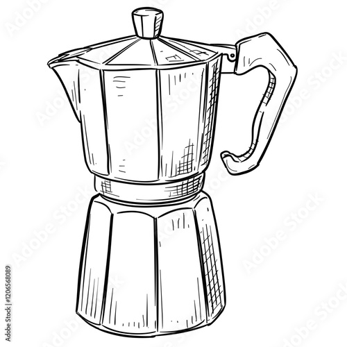 moka pot handdrawn illustration