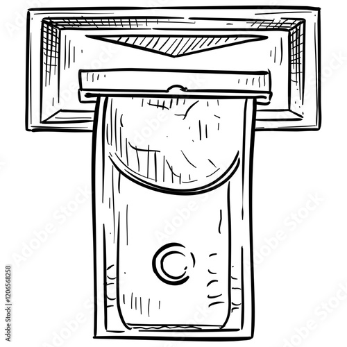 money ATM handdrawn illustration