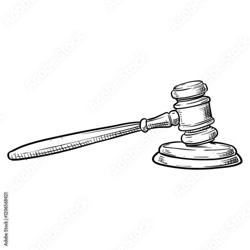 judge gavel handdrawn illustration