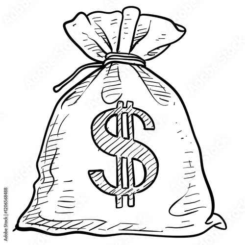 moneybags handdrawn illustration