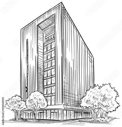 office building handdrawn illustration