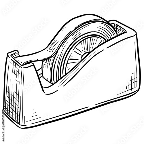 tape dispenser handdrawn illustration