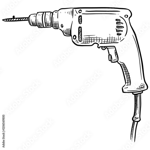 machine drill handdrawn illustration