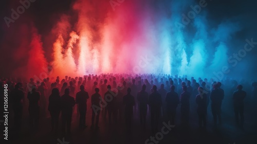 Wallpaper Mural Aerial view of Holi festival, vibrant colors of powders contrasting sharply with dark shadows and dramatic lighting Torontodigital.ca