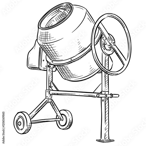 concrete mixer handdrawn illustration