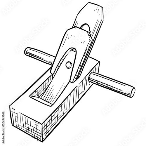 carpenter wood planer handdrawn illustration