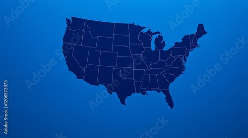 Dark blue map of the United States.