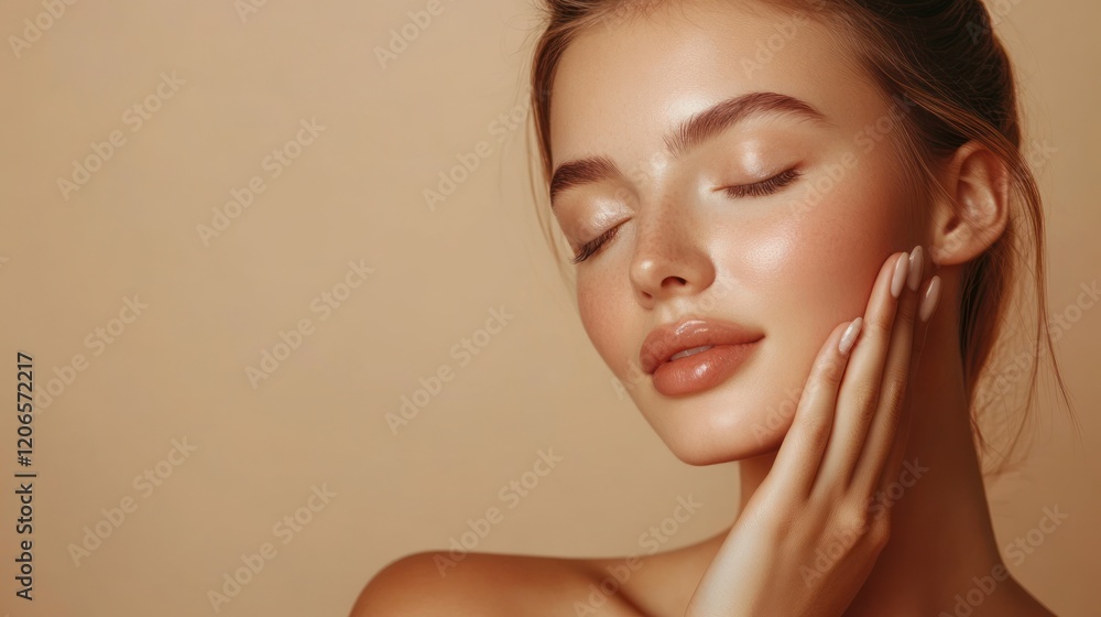 Fototapeta premium Radiant Beauty: A Portrait of Serene Skin