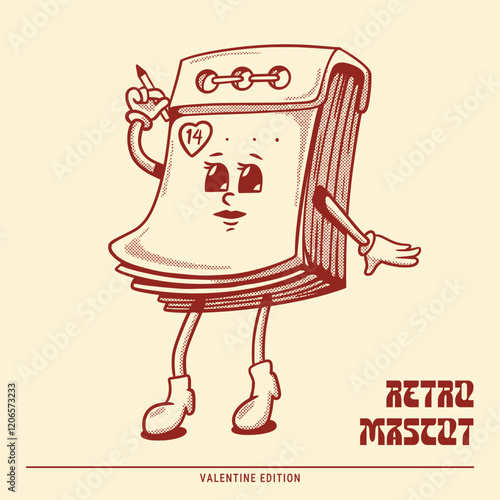 Retro mascot cute calender drawing