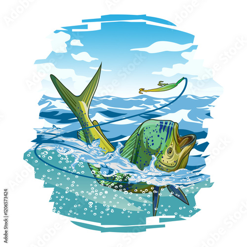mahimahi dorado fishing illustration logo vector image t shirt