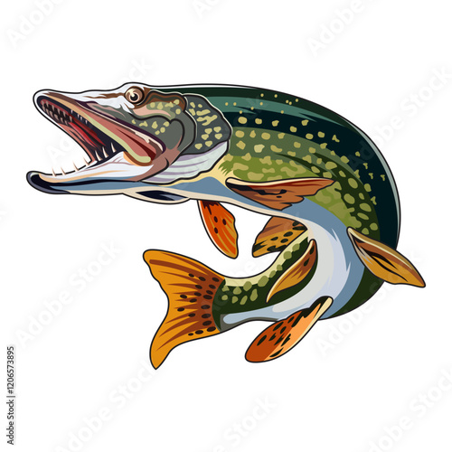 pike fishing illustration logo vector image t shirt