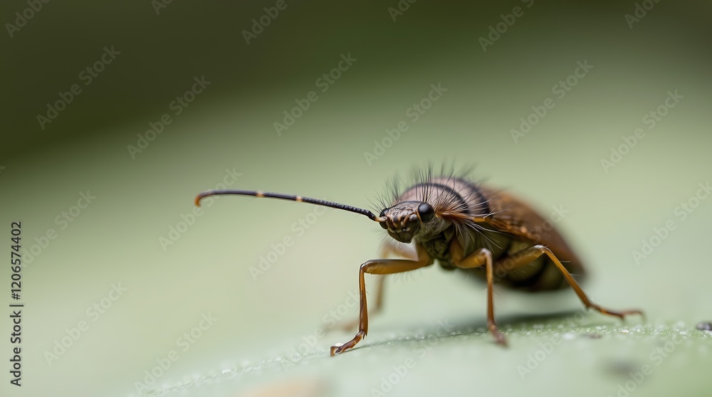 Naklejka premium Close-up of a small insect on a leaf.
