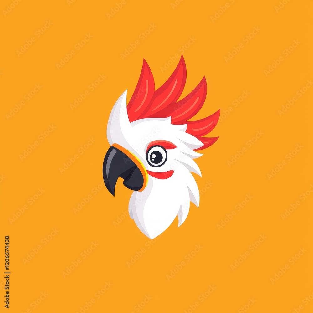 Obraz premium White and red parrot with black beak perched on a branch in natural habitat