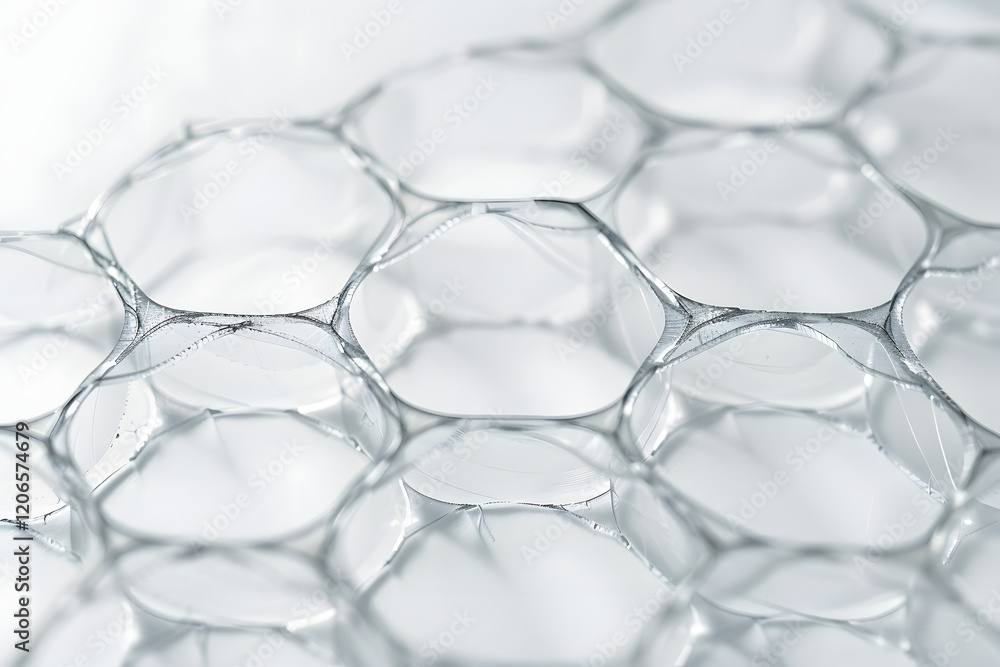 Close-up of Translucent Hexagonal Honeycomb Material Close-up of Translucent Hexagonal Honeycomb Material