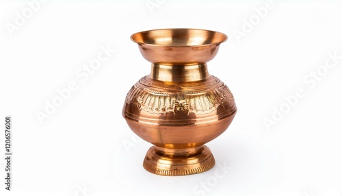 Ornate copper vase with intricate detailing.