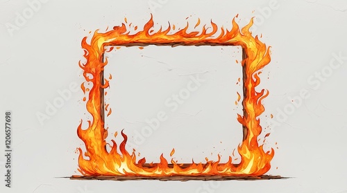 Fiery Decorative Frame with Flames and Molten Fire Design Wreath – Intense Heat, Blaze, and Glow for Creative Borders, Mockups, Wall Frames, or Graphic Design