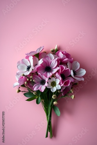 Wallpaper Mural Pink and white anemone bouquet on pink background. Torontodigital.ca
