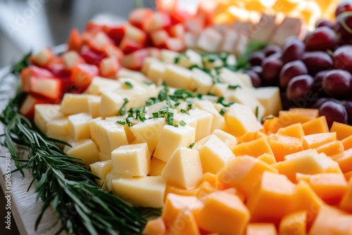 Assorted Cheese Cubes and Fruit Platter photo