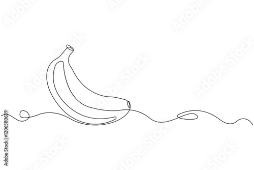 Continuous line art drawing of Banana. Minimalist banana fruit outline vector.