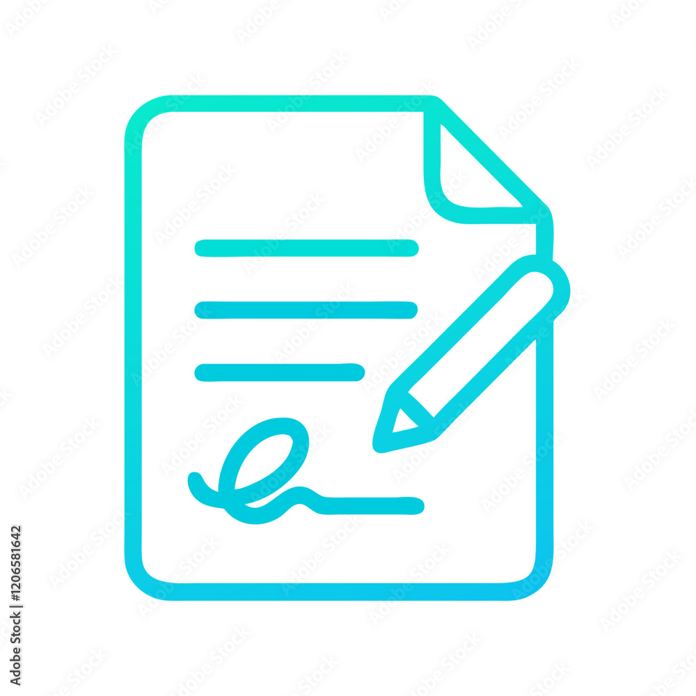 a signed Document and pen icon for contracts or agreements., minimalist vector a signed Document and pen icon for contracts or agreements., minimalist vector